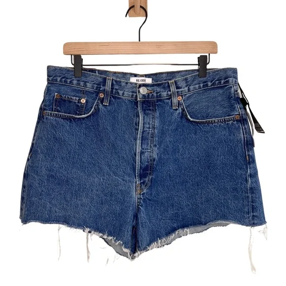 NWT RE/DONE 90's Low Slung Cut Off Shorts in Bleu Mere - Picture 6 of 13